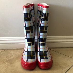 Plaid rain boots